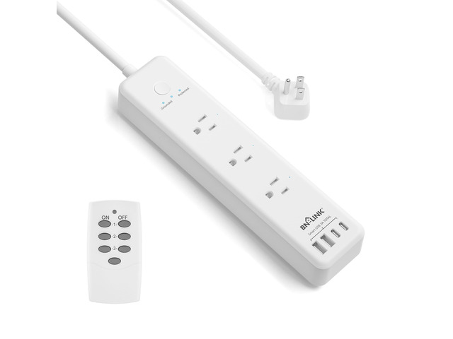 Remote Control Power Strip with 3 Independent Outlets, 4 USBs 20W USB-C, 3.9Ft Extension Cord, 15A/1875W Overload, Protection for Home Office