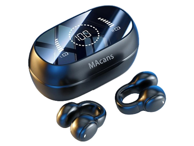 Wireless Earbuds Open Ear Clip Headphones Air Conduction Earbuds LED Power Display Earphones Sport Bluetooth 5.3 Headphones (Black)
