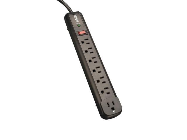 7 Outlet (6 Right Angle + 1 Transformer Outlet) Surge Protector Power Strip, 4ft Cord, Black, & $25K INSURANCE (TLP74RB)