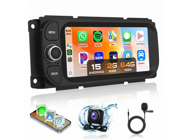 5Ghz WiFi Car Radio for Dodge RAM 2002-2006, for Jeep Wrangler 2003-2006,Jeep Grand Cherokee 1999-2004,Android 15 Car Stereo,6.86nch IPS...