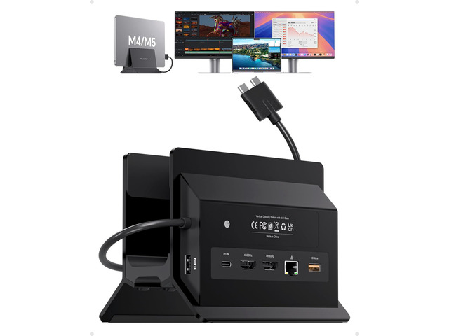 MacBook Docking Station Dual Monitor 4K@60Hz for MacBook Pro/Air M5/M4 Vertical Laptop Dock Stand with M.2 NVMe SSD Enclosure, 2 HDMI, 10Gbps USB...
