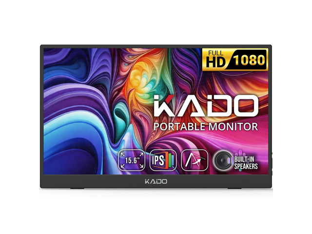 Portable Monitor 15.6-inch FHD 1080p Ultra-Slim Laptop Monitor IPS 1920x1080 Display Reverse Charging Kickstand for PC, Mac, Phone, Tablet,...