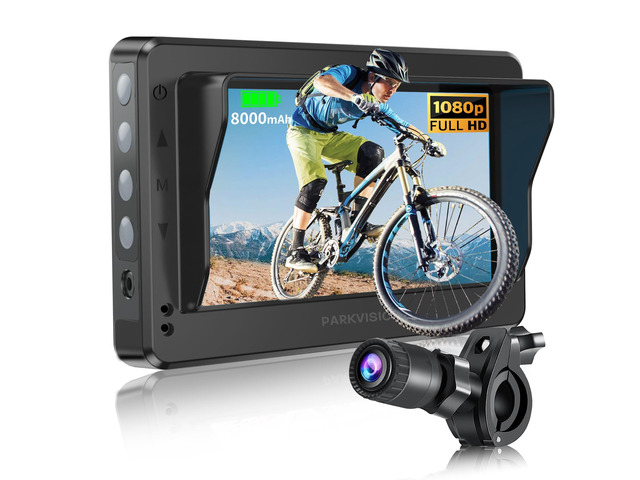Bike Rear View Camera,8000mAh Battery,4.3'' 1080P Monitor 9-Hour Runtime,110° Wide Angle,Night Vision,Auto-Dimming HD Screen,360° Rotatable,3-Min...