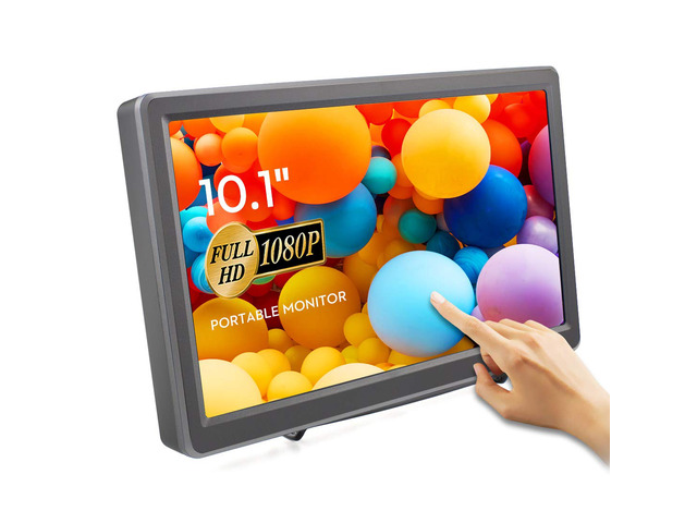 10.1 Inch Portable Monitor - IPS Capacitive Touchscreen Monitor with HD VGA Port1920x1080P LCD Display Built-in Dual Speakers Touch Sceen for...