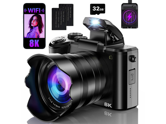 8K Digital Cameras for Photography with WiFi,Autofocus 88MP Vlogging Camera for YouTube with Dual-Lens,16X Digital Zoom Point and Shoot...