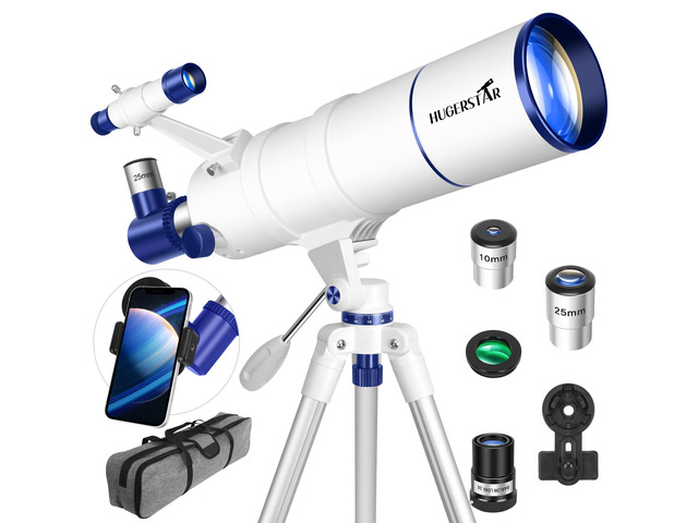 Telescope for Adults & Kids, 90mm Aperture 550mm Refractor High Powered, Portable Travel Telescopes, for Beginners Stargazing, with Tripod, Phone...