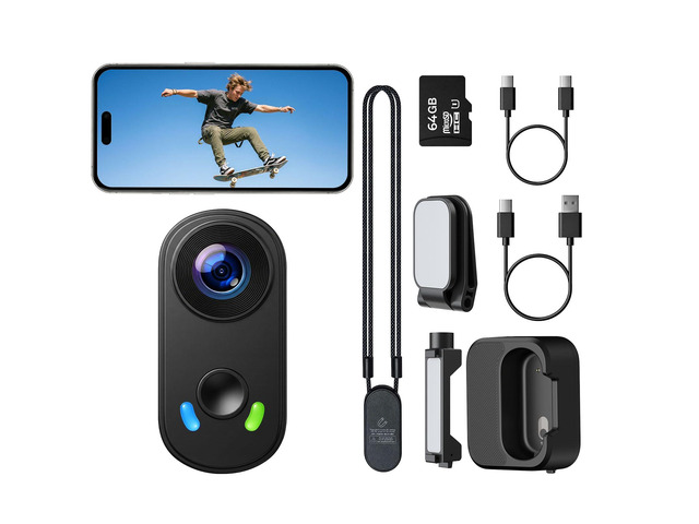 4K Mini Body Camera, Wearable Action Cam with Magnetic Mount, Charging Case, WiFi App Control POV Cam EIS Stabilization, 64GB SD Card, Hands-Free...