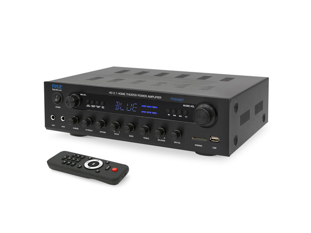 400w Home Entertainment Amplifier with Bluetooth - Karaoke Optimized with Dual Mic Inputs with Reverb and Delay, Hi Def in and Out for Home...