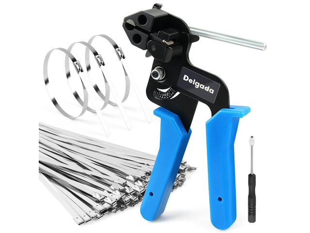 100PCS Metal Zip Ties Tool Heavy Duty Stainless Steel Cable Tie Gun Stainless Steel Zip Tie Tool Wrap Gun for Tightening and Cutting Outdoor...