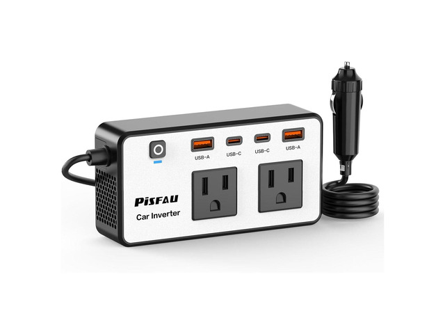 300W Car Power Inverter 12V to 110V DC to AC Car Plug in Adapter Outlet with Multi USB[24W USB-C] /USB-Fast Charger(24W) Car InverterCar Charger...