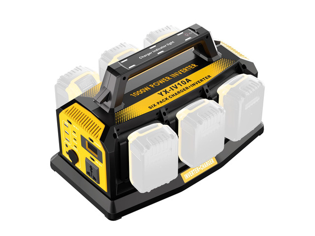 1200W Power Inverter for Dewalt 20V Battery,Compatible Battery Charger of 6 Ports Each 6A,20V to 110V Pure Sine Wave Inverter with 3...