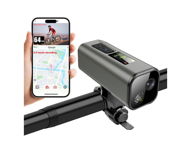 Action Camera for Bike 4K 30fps with GPS Tracker, Bicycle Dash Cam IP65 Waterproof, Anti-Shake Sport DV, Wireless Motorcycle Cycling Speedometer...