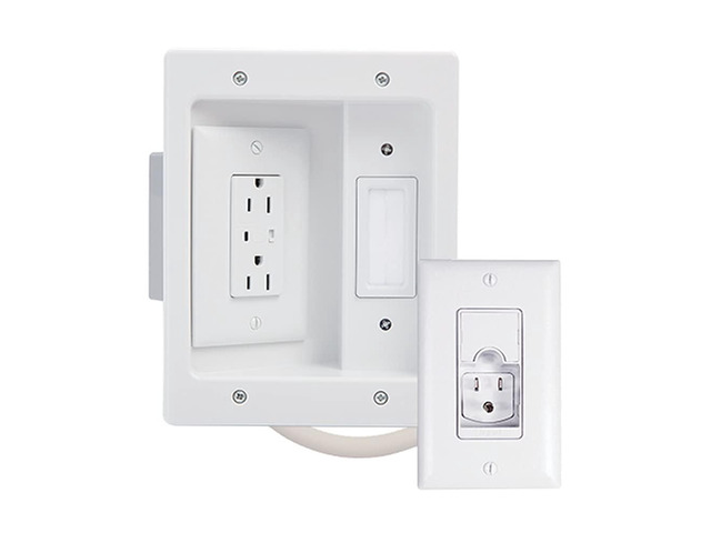 Legrand OnQ inWall TV Power Kit with Surge Protected Outlet Recessed TV Wall Box & Cable Management Kit for Hiding Wires, Mounting Power Behind...