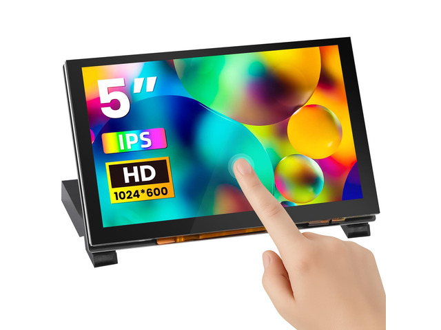5 Inch Touchscreen Monitor for Raspberry Pi, 1024X600 Touch Screen Display Monitor with Acrylic Stand Compatible with Raspberry Pi 5/4/3, Banana...