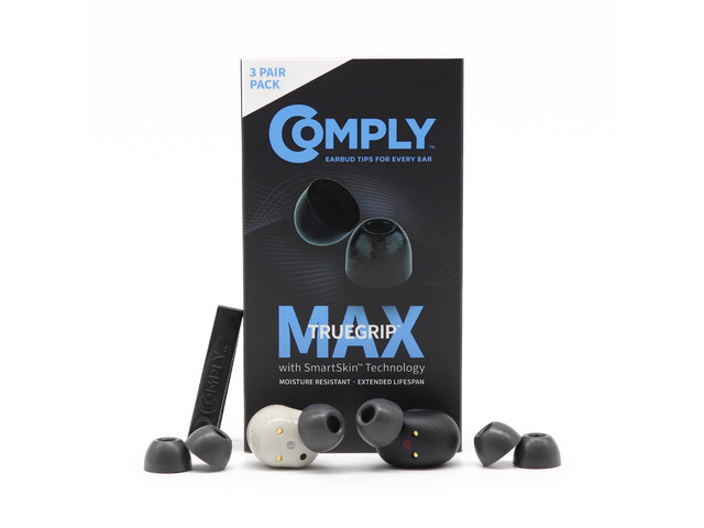 TrueGrip MAX Memory Foam Ear Tips For Sony True Wireless Earbuds, Ultimate Comfort, Superior Noise Isolation, Black S/M/L (3 Pairs)