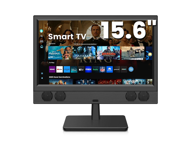 15.6 Inch Small Smart TV, FHD 1080p Compact Smart TV with Built-in Apps, WiFi & Bluetooth, ATSC Digital Tuner, HDMI/USB/AV Inputs, 110220V AC Power...