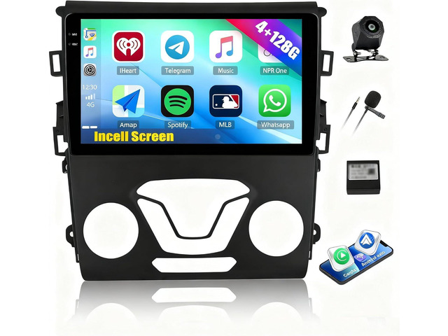 4G+128G Car Radio Stereo for Ford Fusion 2013 2014 2015 2016 Android 15 CarPlay Android Auto 9' InCell 1280 * 720 Touch Screen Head Unit with...