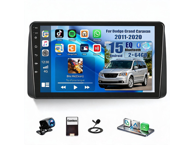 Android 15 4Core+64G Car Stereo Radio for Dodge Grand Caravan 2011-2020 Chrysler Town & Country 2012-2016 with Wireless Carplay Android Auto,9...
