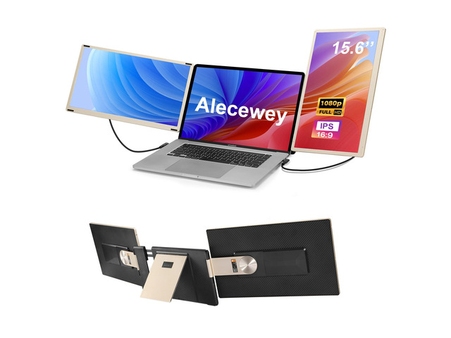 15.6' FHD 1080P Laptop Screen Extender Portable for 12-17' Laptops Triple Screen Extender Monitor USB-C/HDMI Plug-Play for Windows, Mac,15.6'...