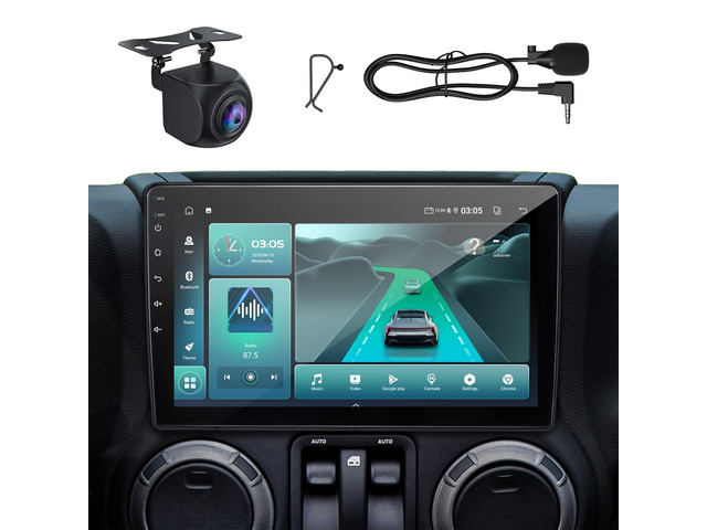 Upgraded 10' Car Radio Stereo for Jeep Wrangler JK 2007-2018 Dodge Ram 1500 2500 3500 Grand Cherokee, CarPlay/Android Auto/Android 13/2G+64G/GPS...