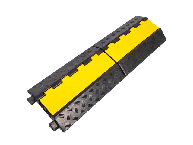 Rubber Cable Ramp Cable Protector Ramps Wire Hose Protective 2 Channel Traffic Rubber Plastic Cord Cover Speed Bump for Asphalt Concrete Gravel...