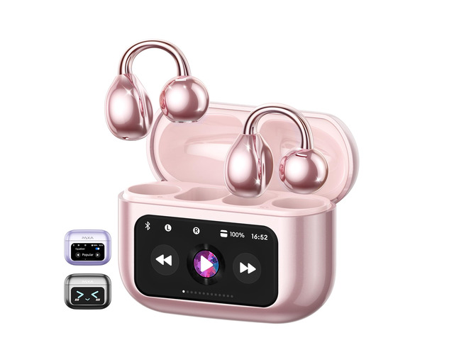Clip On Open Ear Earbuds Wireless Bluetooth 5.4, Clip On Earbuds with LCD Touchscreen, Lightweight Comfort Open Ear Headphones for Sports, Fitness,...