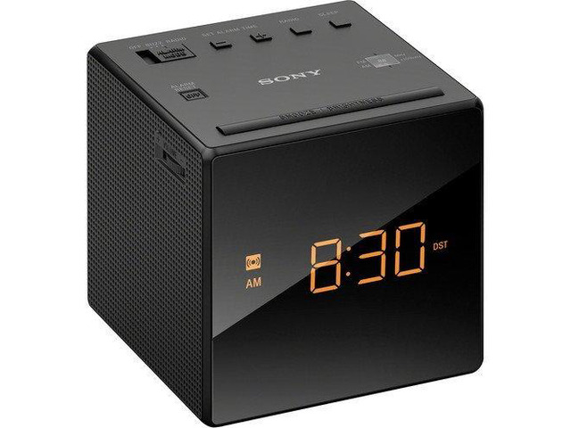 Compact AM/FM Alarm Clock Radio Battery Back-Up, Adjustable Brightness Control, Programmable Sleep Timer, Daylights Savings Time Adjustment, Black...