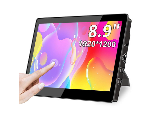 Portable Monitor Touchscreen,8.9 Inch Small Monitor for Computer 1920 * 1200 16:10 450Nits Optical Bonding HDMI/USB-C Port Mini Display for...