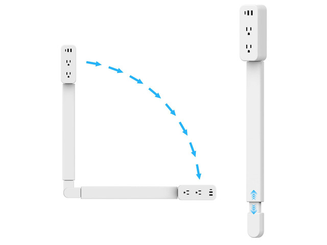 35 Inch Retractable Power Extender Strip, 180° Rotating Plug Extend 23 to 35 inches, Access Hard-to-Reach Socket, Designed for Behind Couches,...