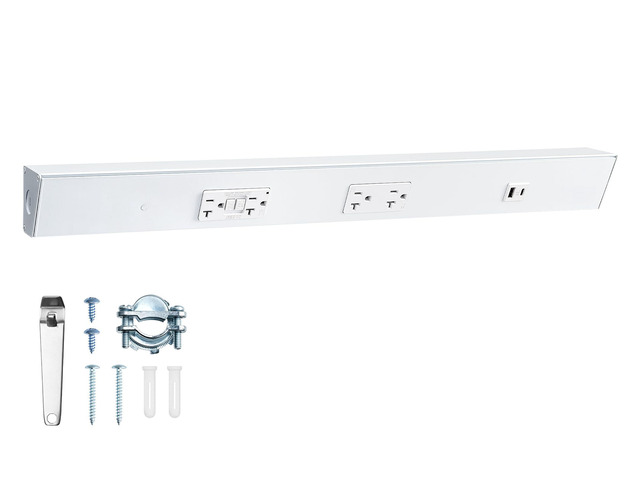 24 in Under Cabinet Outlet Strip with GFCI Outlet, Hardwire Angled Outlet Design, 2500W Rating, 20A GFCI + 20A TR Outlet with USB-A & USB-C,...