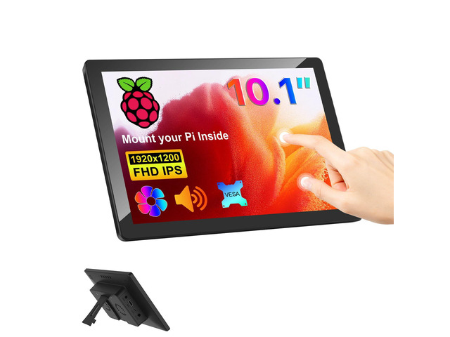 10.1 Inch Touch Screen Monitor with Case - pi screen IPS FHD 1920x1200, 10-Point, pi display with HDMI Dual-Speaker, pi touchscreen for Pi...