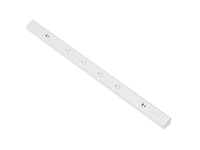 Atom Power Strip 36 Inch 120V Low Profile with 4 Tamper Resistant Receptacles USB-A USB-C Hardwired Under Cabinet White Finish Indoor Use...