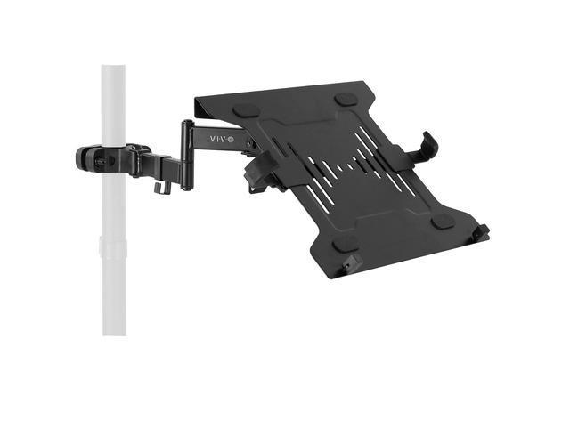 Steel Universal Full Motion Pole Mount Laptop Holder Arm with Removable 75mm and 100mm VESA Plate, Fits 10 to 15.6 inch Laptops, Black,...