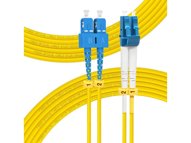 OS2 SC to LC Single Mode Fiber Patch Cable 10M/33ft SMF Singlemode, Duplex 9/125um, 10G/40G/100G, Fiber Optic Cord Length Options: 1m-50m, LSZH