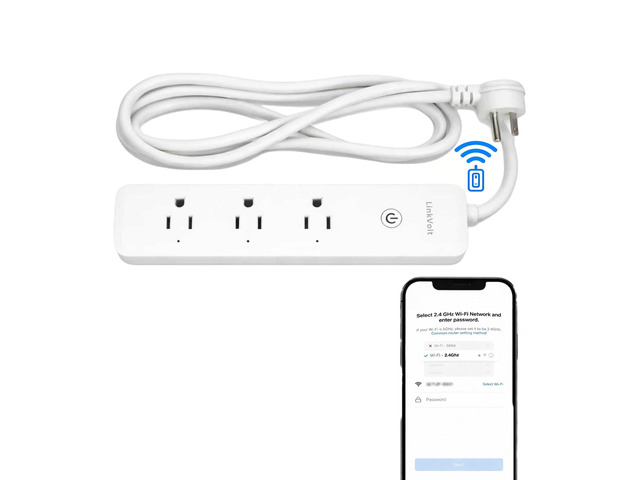 LINKVOLT Smart Power Strip WiFi Surge Protector Alexa Google Home Voice Control Outlet Extender for Home Office 3AC 15A 1875W 2.4GHz Voice Control