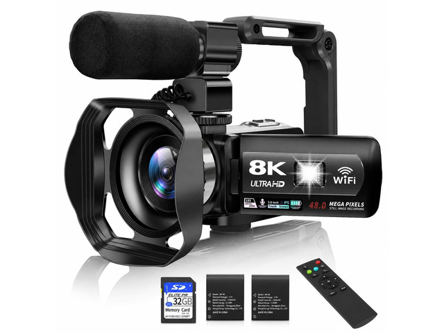 8K Video Camera, 48MP Vlogging Camcorder With IR Night Vision for Youtubers WiFi,3' Touch Screen, 18X Digital Zoom, Fill Light, Microphone,...