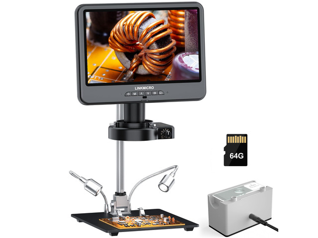 4K 30FPS HDMI Digital Microscope with 10.1'' Screen for Soldering LM208S, 4K Coins Microscope Camera 1500X for Adults, 3840P UHD Video Audio, 56...