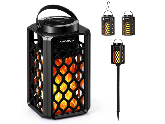 Gifts for Men Him Husband Boyfriend, Waterproof Portable Bluetooth Speaker with LED Torch Flame Lights, 10W Deep Bass for Patio Garden Backyard...