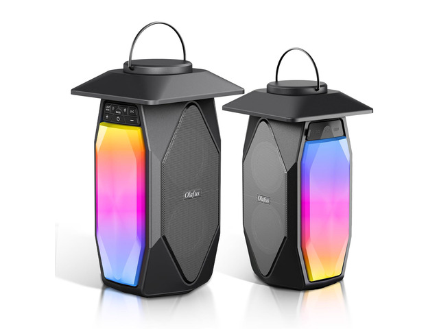 2 Pack Outdoor RGB Bluetooth Speakers, 50W Outdoor Speakers with TWS Stereo Bass, IPX5 Waterproof Lantern Speakers for Pool Patio Garden Camping Party