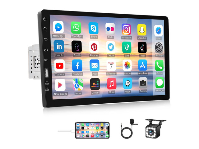 Single Din Car Stereo with Bluetooth 9 Inch HD Touch Screen Car Stereo with Backup Camera + External Microphone + FM MP5 Player Car Audio Receivers...