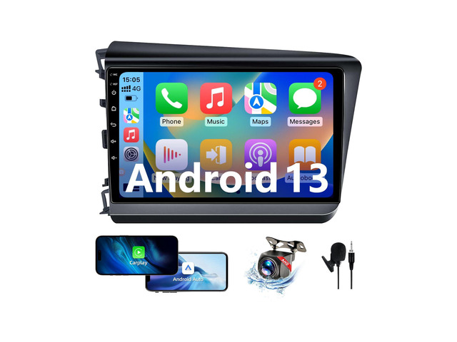 Android 13 Car Radio Compatible with Honda Civic 2012-2015 9 Inch Car Radio Head Unit Touch Screen, Wireless CarPlay, Android Auto, WiFi, Backup...