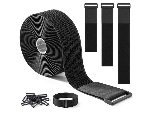 2''x 16Ft Heavy Duty Hook and Loop Straps with 15 Buckles Adjustable, Cut-to-Length, Reusable Cinch Straps for Securing Cables, Hoses, Pipes, and...