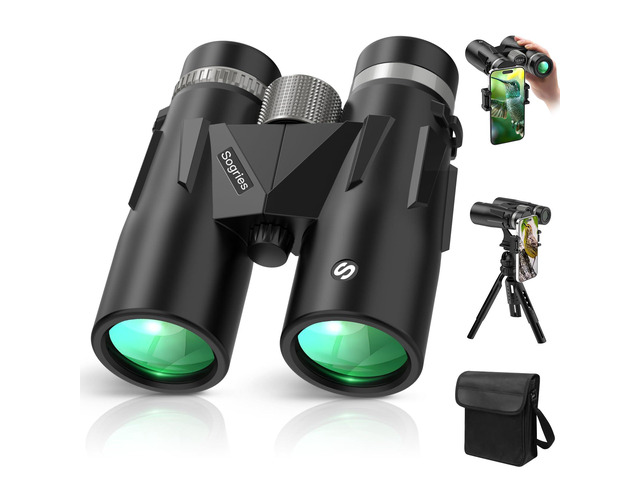 12x42 HD Binoculars for Adults with Phone Adapter, Tripod & Tripod Adapter BAK4,FMC,Waterproof,Fogproof,High Powered for Bird Watching,Hiking,Travel