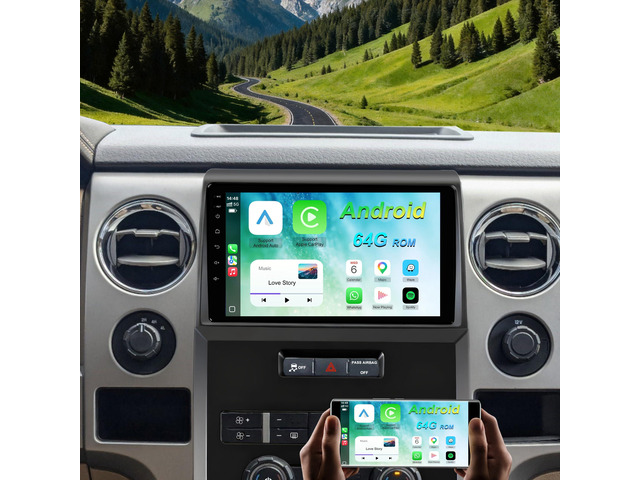 64G Android Upgrade Car Radio for Ford F150 2009-2012, 9' Touch Screen 1280 * 800 Wireless Carplay/Android Auto/1080P AHD Backup Camera/AM & FM...