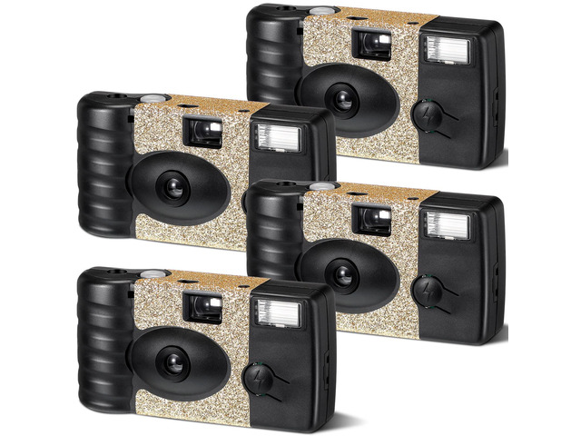 4 Pcs Disposable Camera Single Use Film Camera One Time Camera for Photography with Flash Color Film for Wedding, Anniversary, Travel, Camp, Party...