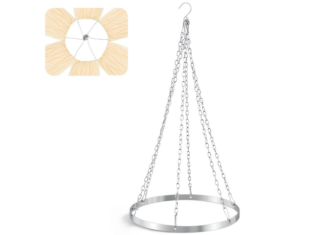 12 Inches Silver Metallic Ceiling Drapes Hanging Kit for 6 Panels Wedding Ceiling Drapes Canopy Hoop Metal Hardware Kit for Draping Fabric Indoor...