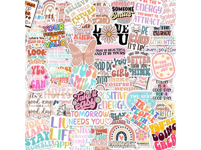 300PCS Motivational & Affirmation Stickers by Holographic Pack for Vision Board, Inspirational Decals for Water Bottles, Laptops, Planners,...