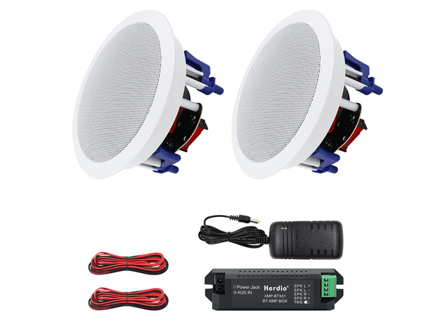5.25 Inch Bluetooth Ceiling Speakers Home Recessed Speaker System 300 Watts Suitable for Humid,Kitchen,Bedroom,Bathroom,Covered Patio (A Pair)