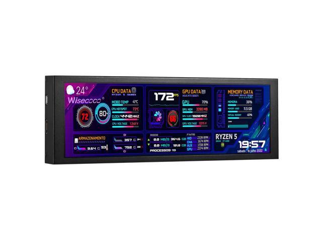7.84 Inch Mini Monitor HD IPS 1280x400 Secondary Screen Stretched Bar LCD Display with Casing for Laptop Computer Speed Temperature Windows Aida64...