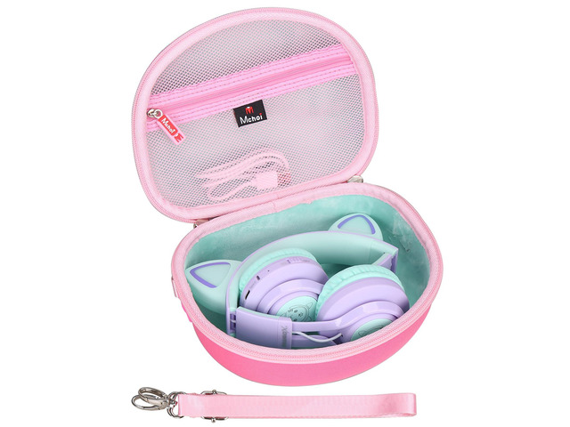 Hard Carrying Case Suitable for Riwbox CT-7 Pink/for Jack CT-7S Cat Green 3.5mm/ for iClever IC-HS01 Bluetooth Wireless Over-Ear Headphones Headset...